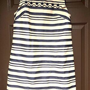 J.CREW 6P NAVY/IVORY SLEEVELESS DRESS COTTON/POLY BLEND. FULLY LINED.